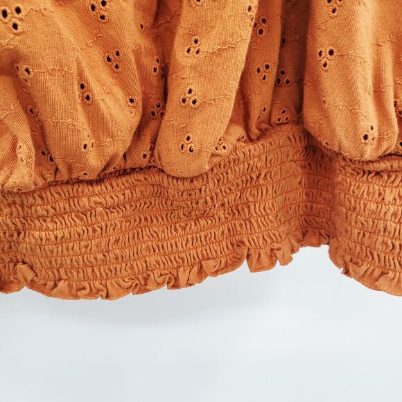 BP. Burnt Rust Orange Off-the-Shoulder All-Over Eyelet Top Women's Plus Size 4X - Picture 4 of 6